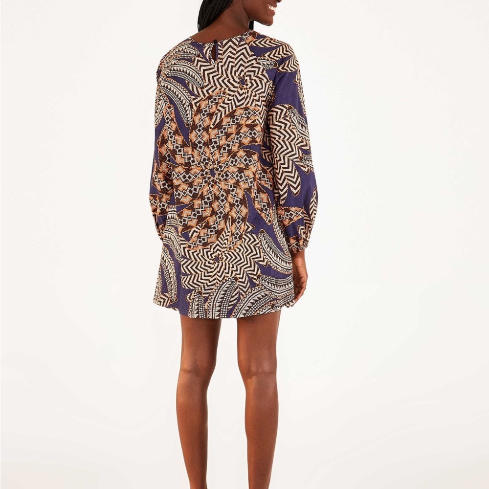 Farm Rio Yawanawa Vanahu Navy Organic Cotton Mini Dress Sz L - Picture 2 of 13